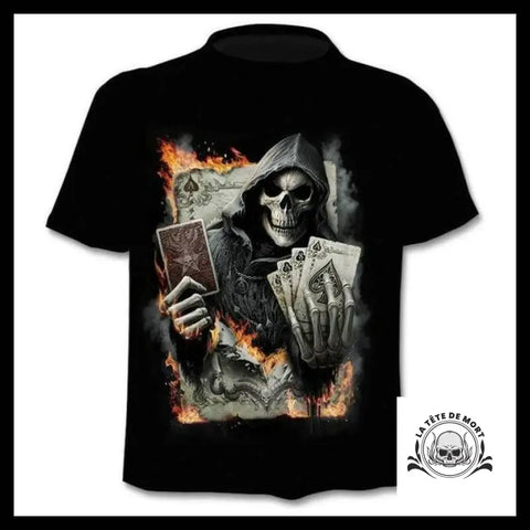 T-shirt Tête de Mort Faucheuse Cartes