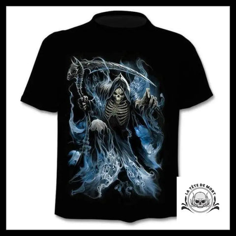 T-shirt Tête de Mort Faucheuse Enflammée