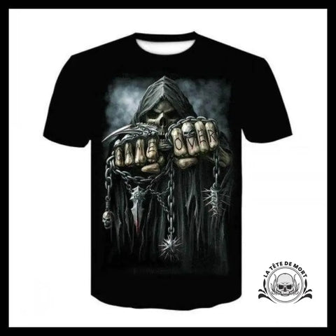 T-shirt Tête de Mort Faucheuse Game Over