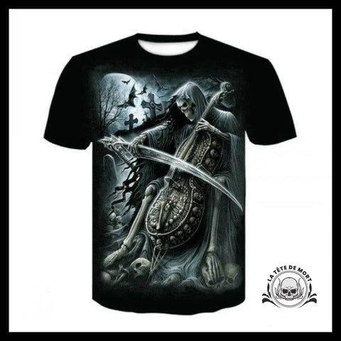 T-shirt Tête de Mort Faucheuse Violoniste