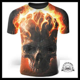 T-Shirt Tête de Mort En Feu