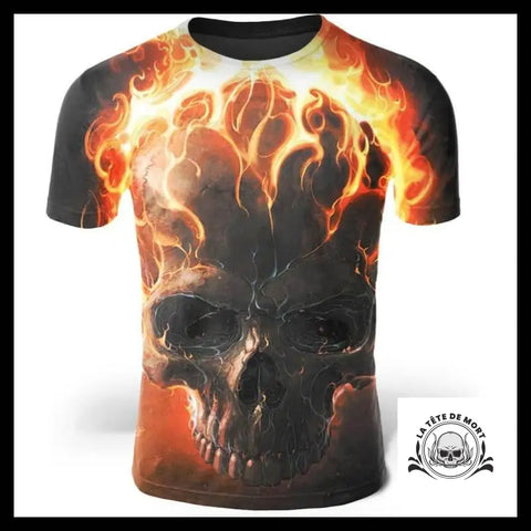 T-Shirt Tête de Mort En Feu