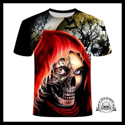 T-shirt Tête de Mort Mi-humain