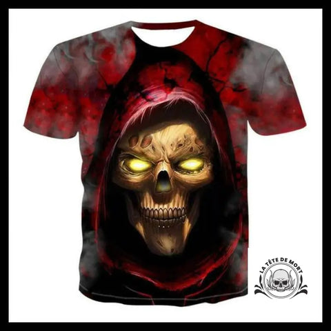 T-shirt Tête de Mort Prêtre Rouge