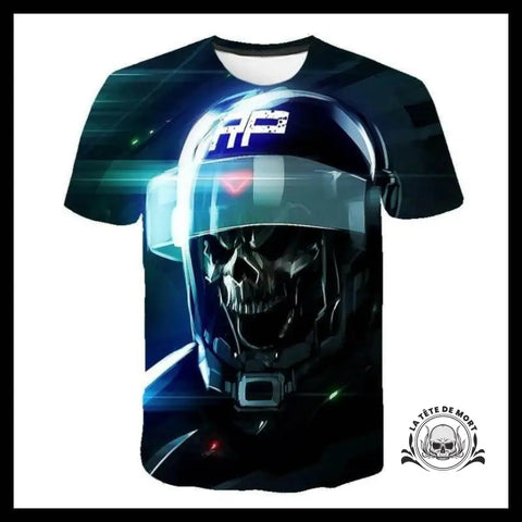 T-shirt Tête de Mort Robot Police