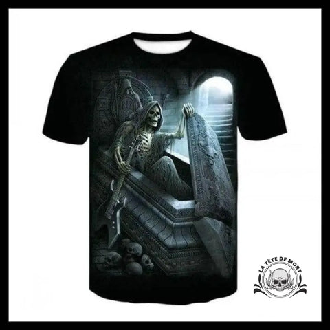 T-shirt Tête de Mort Rockeur Tombeau