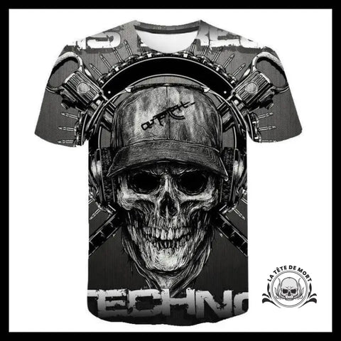 T-shirt Tête de Mort Techno