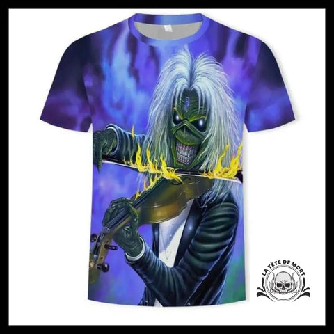 T-shirt Tête de Mort Violoniste Fou