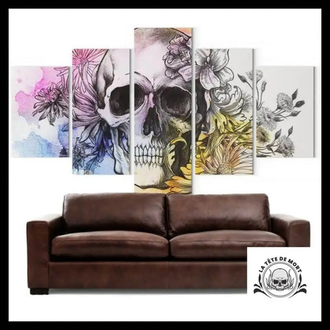 Tableau Crâne Fleuri
