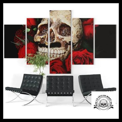 Tableau Crâne Et Rose