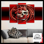 Tableau Tête de Mort Dragon Rouge