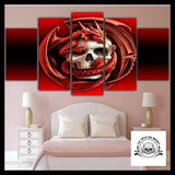 Tableau Tête de Mort Dragon Rouge