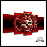 Tableau Tête de Mort Dragon Rouge