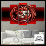 Tableau Tête de Mort Dragon Rouge