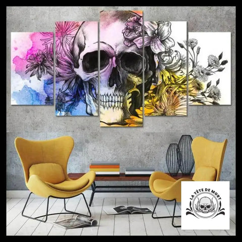 Tableau Tête de Mort Fleurie