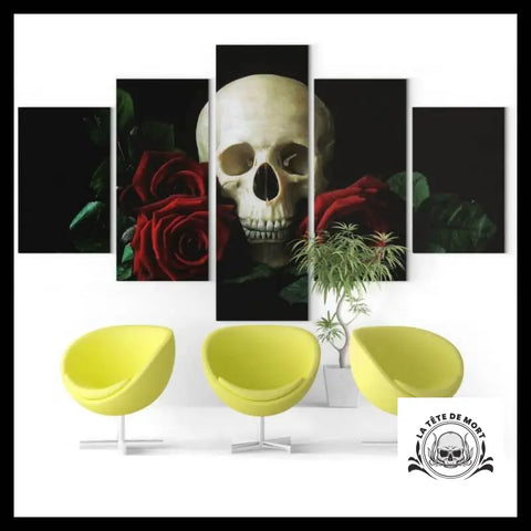 Tableau Tête de Mort Fleurie