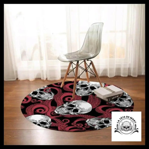 Tapis Rond Crâne Pieuvre
