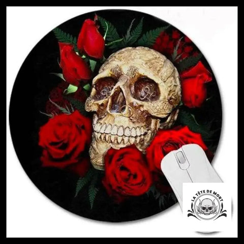Tapis de Souris Tête Mort Et Rose
