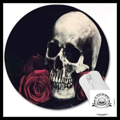 Tapis de Souris Tête Mort Avec Rose