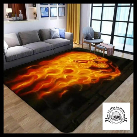 Tapis Tête de Mort Crâne Enflammé