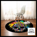 Tapis Tête de Mort Rond Crâne Multicolor