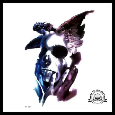 Tatouage Tête de Mort Ange Temporaire