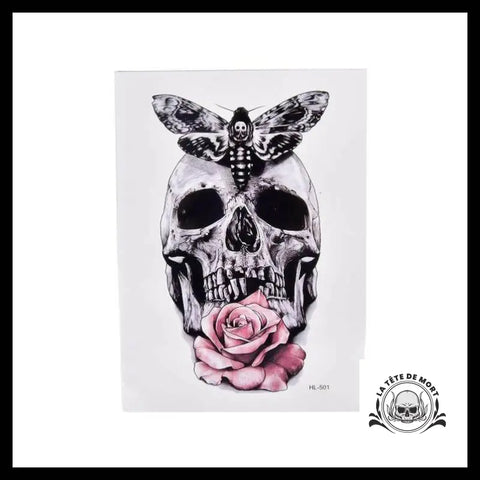 Tatouage Tête de Mort Papillon Temporaire