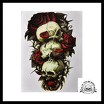 Tatouage Tête de Mort Rose Mortelle Temporaire