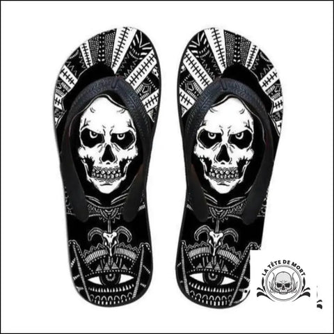 Tong Tête de Mort Noir et Blanc
