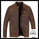Veste en Cuir Marron Rider