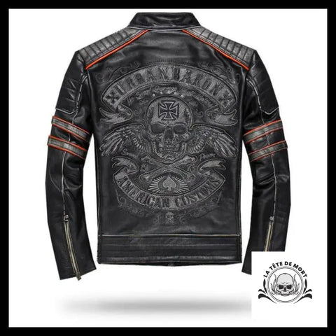 Veste en Cuir Tête de Mort