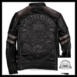Veste en Cuir Tête de Mort le Baron