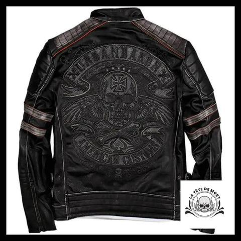 Veste en Cuir Tête de Mort le Baron