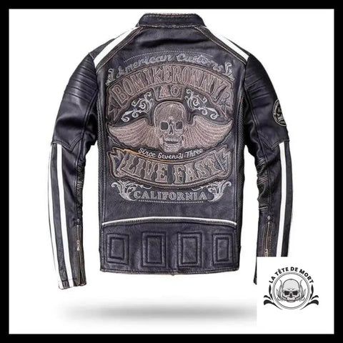 Veste Moto Tête de Mort (Cuir)