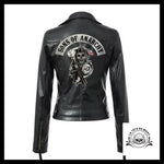 Veste Tête de Mort Biker Femme Noire