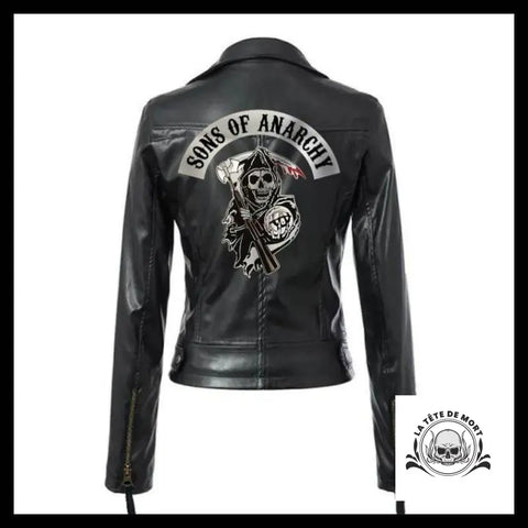 Veste Tête de Mort Biker Femme Noire