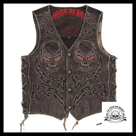 Veste Tête de Mort Biker Vintage