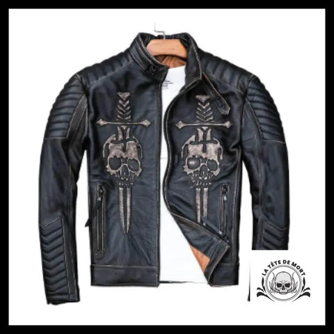 Veste Tête de Mort épée en Cuir