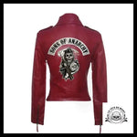 Veste Tête de Mort Femme Biker Rouge