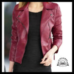 Veste Tête de Mort Femme Biker Rouge
