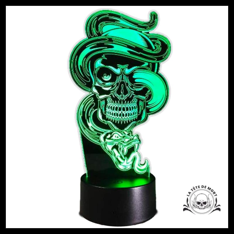 Lampe 3D LED Tête de Mort Serpent