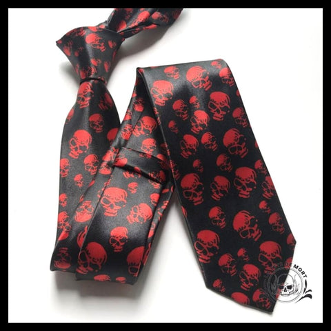 Cravate Tête de Mort Rouge