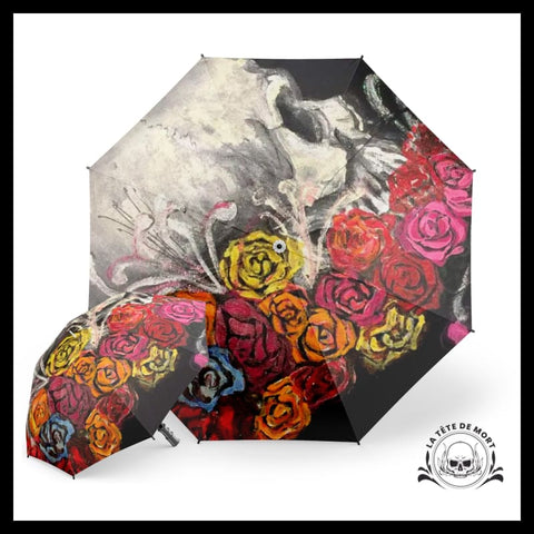 Parapluie Tête de Mort Fleurs