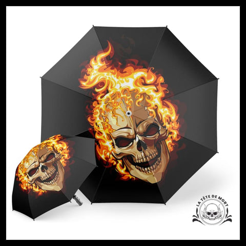Parapluie Tête de Mort Avec Flammes