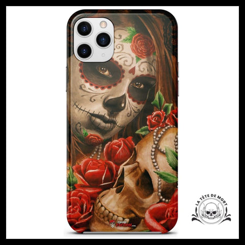 Coque Tête de Mort Mexicaine Avec Rose (iPhone)