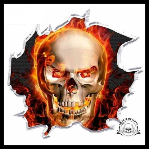 Sticker Squelette en Flammes