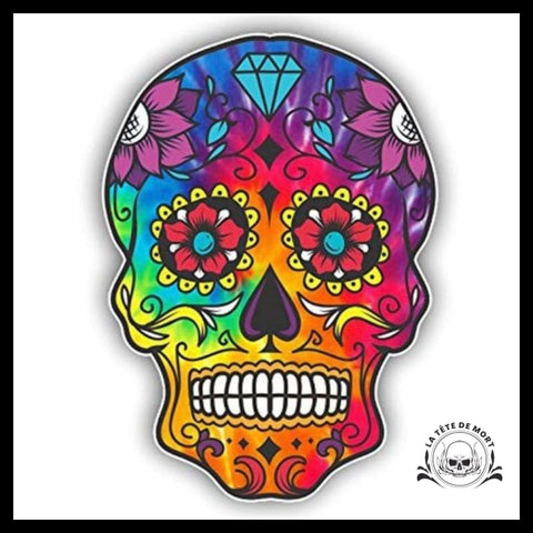 Sticker Tête de Mort Mexicaine Colorée
