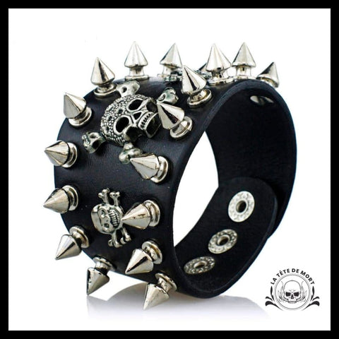 Bracelet Tête de Mort Piques Gothiques