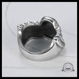 Bague Tête de Mort Ailée (Acier)