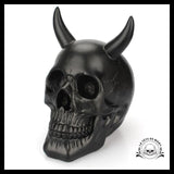 Sculpture Tête de Mort Crâne Noire Diable